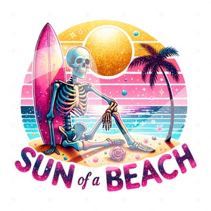 Funny Summer Skeleton PNG: Beach Vacation Clipart (Digital Download)