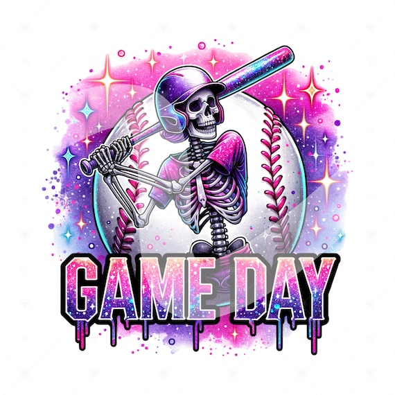 Game Day Softball Clipart, Skeleton Softball Sublimation Design, Spooky Softball PNG, Baseball Shirt Design, Sports Mom PNG, Tumbler Wrap