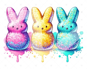 Glitter Easter Peeps Clipart: Bunny Shirt Sublimation Design (Digital Download)