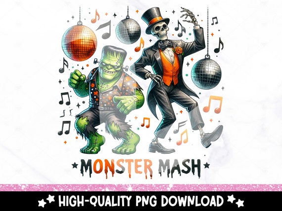 Monster Mash PNG, Spooky Halloween Clipart, Funny Fall Tshirt Sublimation Design, DTF Shirt Design Download, Tumbler Wrap, Sticker, Mug