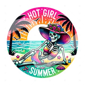 Hot Girl Summer Skeleton PNG: Snarky Beach Clipart (Digital Download)