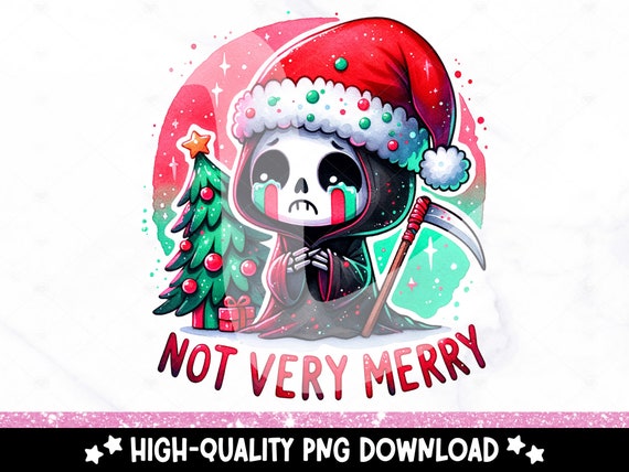Not Very Merry PNG, Anti Christmas Skeleton Sublimation Design, Santa Skull Digital Download, Holiday DTF Transfer, Tshirt, Mug, Tumbler