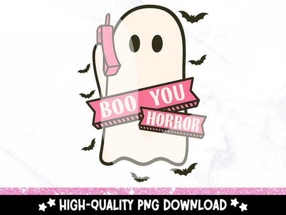 Cute Summerween Ghost PNG, Boo You Horror Clipart, Girly Ghost on Phone PNG, Trendy Summer Halloween Sublimation Design, Spooky Summer PNG