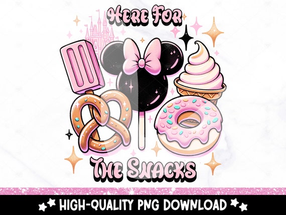 Here for the Snacks PNG, Cute Mouse Trip Shirt Clipart, Orlando Florida UV DTF Transfer, Matching Family Park Shirts, Sublimation Design