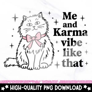 Karma Cat PNG: Whimsical Fluffy Cat Clipart (Digital Download)