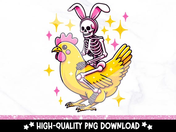Funny Easter Clipart, Spring Skeleton PNG, Easter Bunny Skeleton Sublimation Design, Easter Chick DTF Transfer File, Trendy Unhinged PNG
