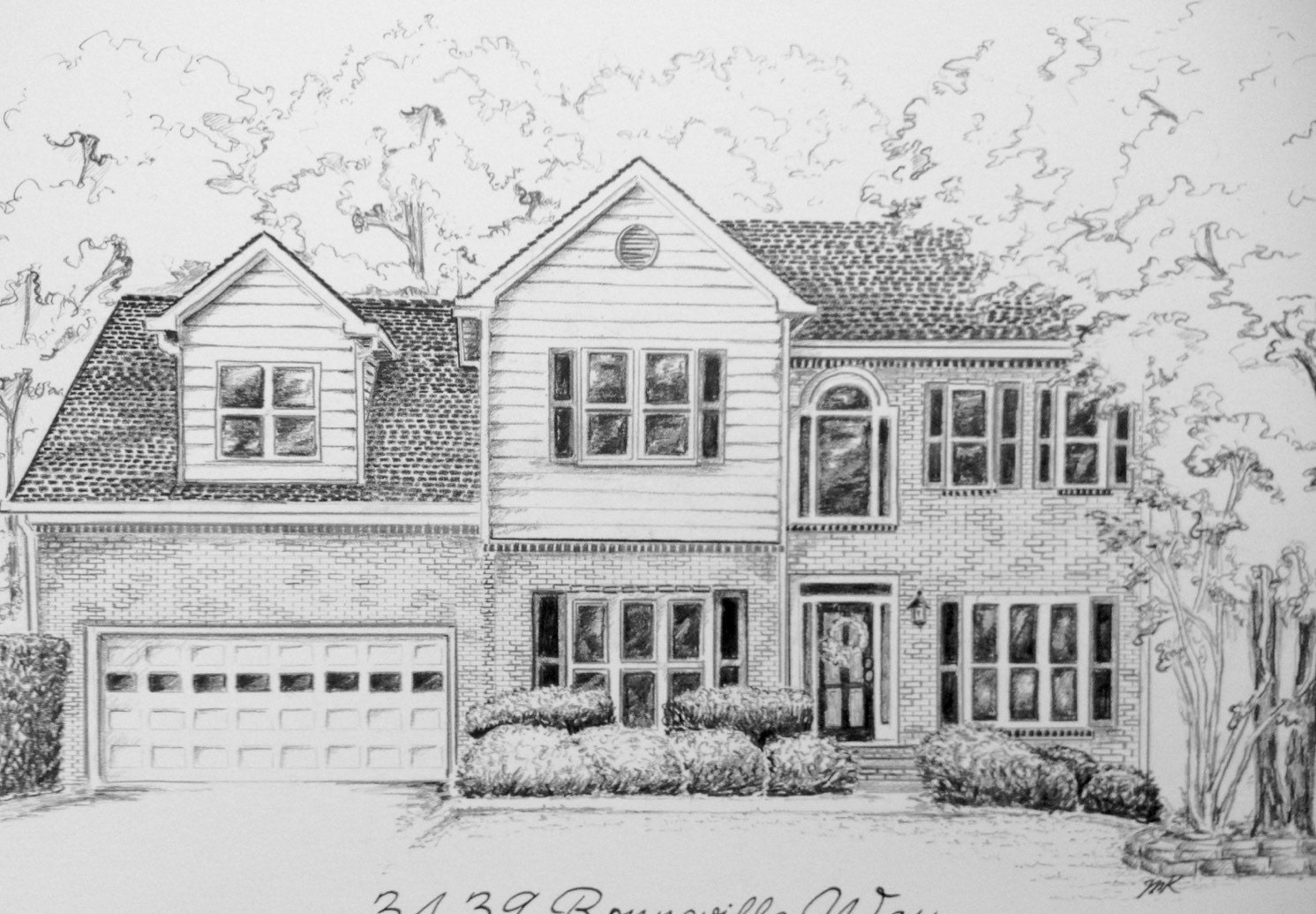 Custom Pencil Sketch Of Your House 8 X 10 Pencil Drawing Etsy