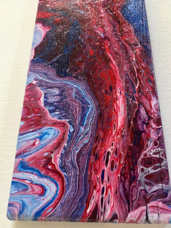 Acrylic pour on reclaimed wood// Fluid Art// Wood Art// Etsy