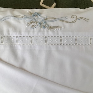 Beautiful Hand Embroidered White Cotton Voile Baby Bassinet Pillowslip