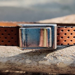 Adjustable Perforated Tan Leather Cuff