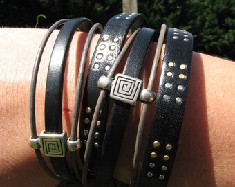 Studded Wrap Bracelet w. Charm Slider and Magnetic Clasp | Options