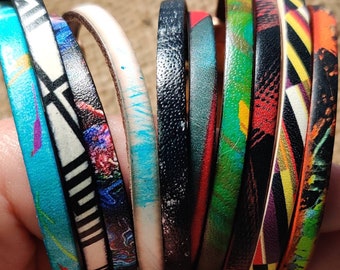 Bracciale in pelle stampata Euro, 5 mm / Chiusura magnetica / Molte opzioni