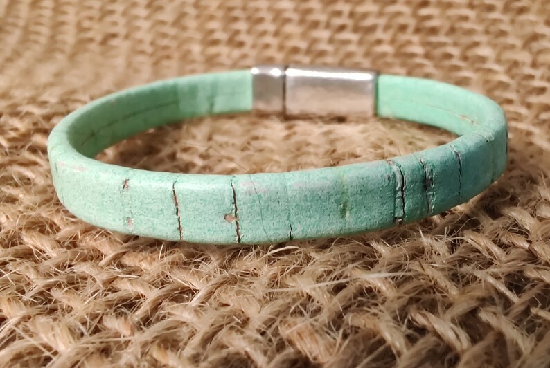 Vegan Distressed Style Cork Bracelet with Magnetic Clasp image 3
