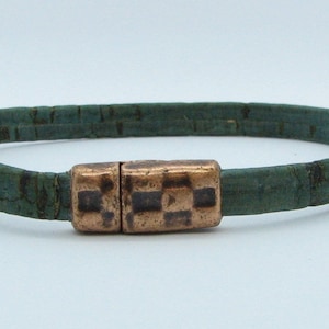 Vegan Distressed Style Cork Bracelet with Magnetic Clasp image 1