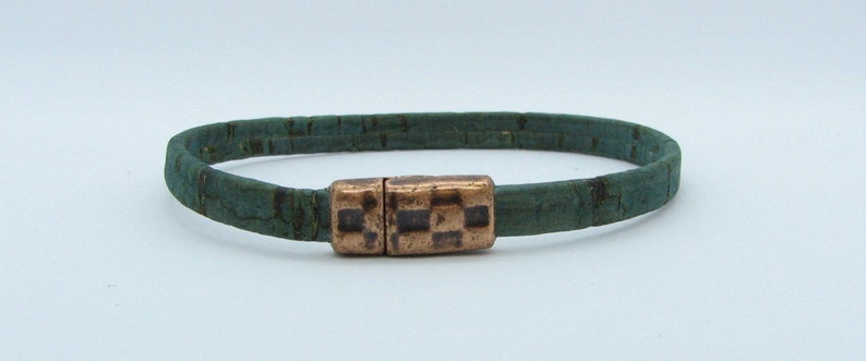 Vegan Distressed Style Cork Bracelet with Magnetic Clasp image 1