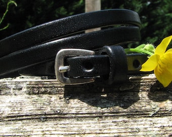 Men's Adjustable Black Leather Wrap | Buckle Clasp