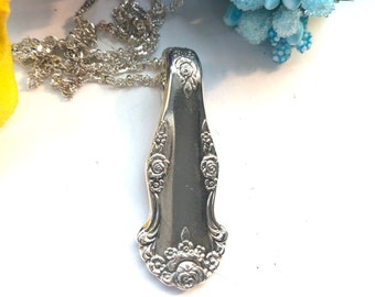 Vintage Silverware Spoon Pendant Necklace: Repurposed Floral Design