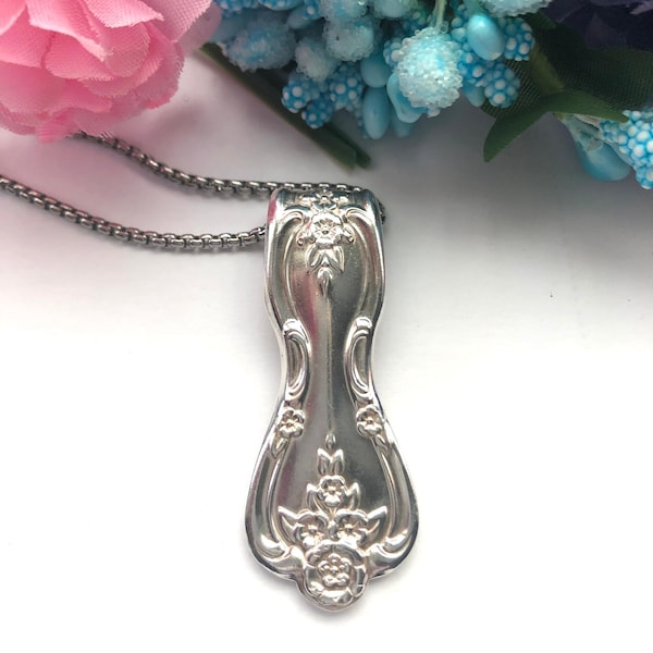 Magnolia spoon necklace, Spoon pendant. Magnolia silverware pendant, Magnolia spoon pendant| vintage flatware, spoon necklace |  1951 silver