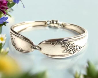 Queen Bess Silverplate Spoon Bracelet: Handmade Vintage Silverware Jewelry