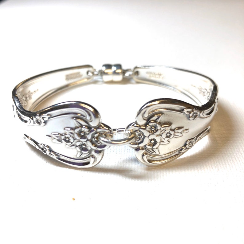 photo of handmade silverware bracelet
