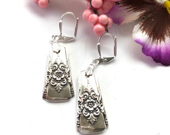 Spoon earrings, silverware earrings, Spring charm earrings, , spoon jewelry, upcycled, eco friendly, gift for her