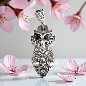 Handgemachte Silber Eule Anhänger Halskette: Vintage Löffel Schmuck
