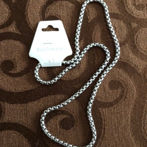 4mm Stainless Steel Box Chain Necklace - 20 Inch Non Tarnish
