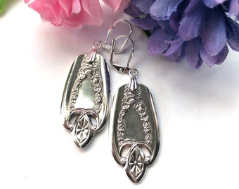 Spoon earrings, old colony silverware, 1911 earrings, silver earrings, silverware earrings, Old colony earrings, vintage earrings, boho