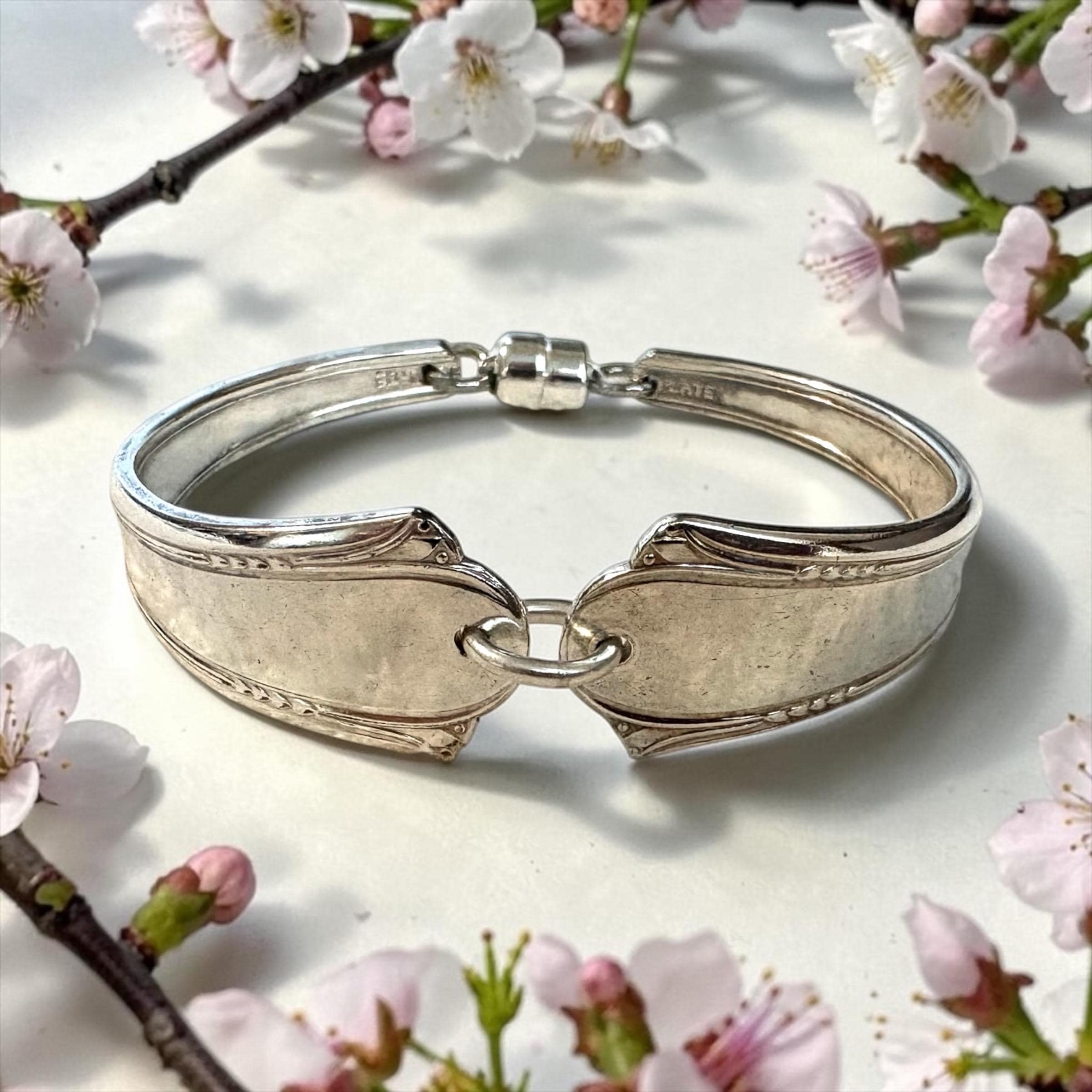 Handmade Silver Plated Spoon Bracelet: Vintage Silverware Jewelry