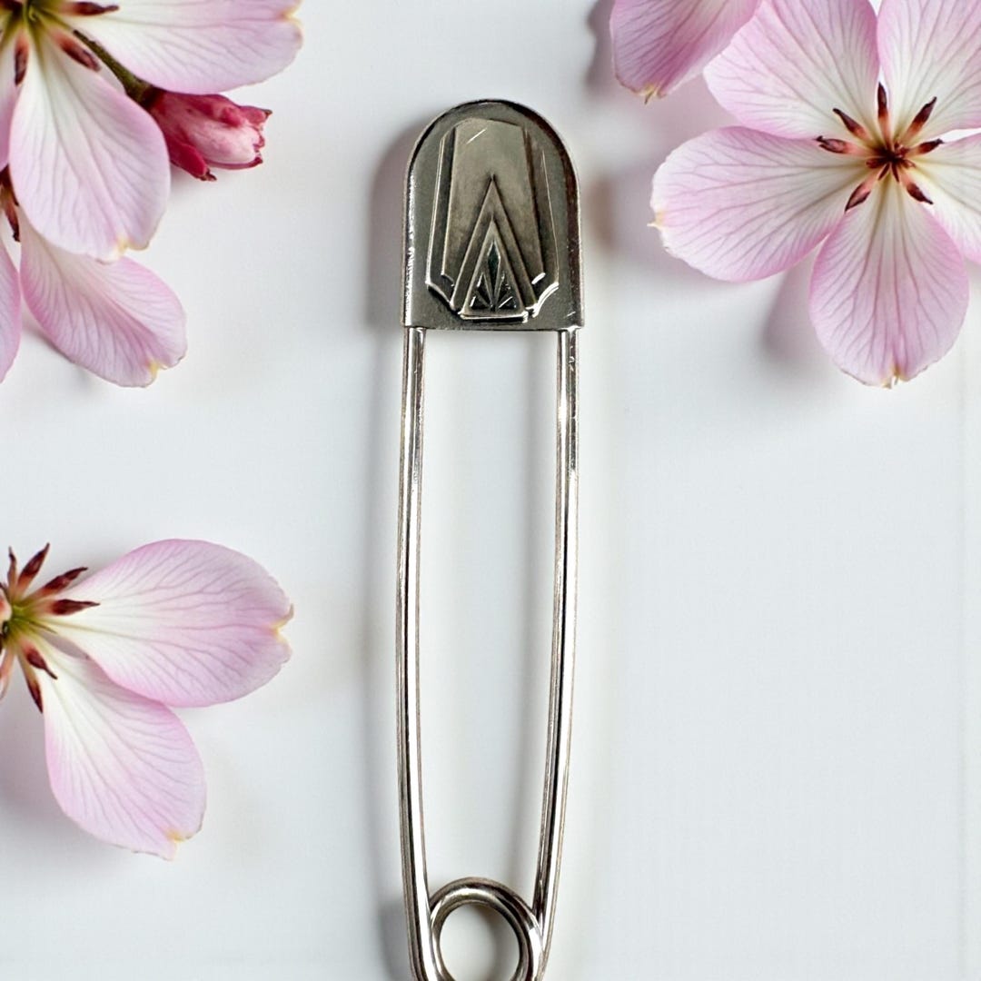 Jumbo Safety Pin Keychain: Antique Silver Spoon End - Etsy