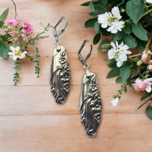 Spoon earrings, Evening Star earrings, silverware earrings, spoon jewelry, Evening Star silverware, spoon earrings, 1950 earrings
