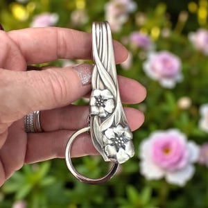 Silverware Floral Purse Hook Keychain| spoon handle  Keychain | Purse hook | key fob| Key finder. key chain finder, eye glass hook