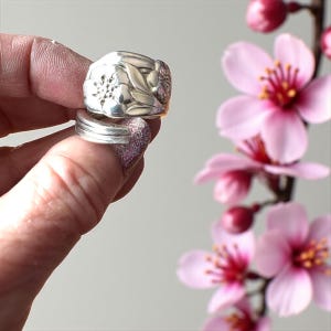 Löffel Ring, Besteck Spiralring, Löffel Schmuck, Boho Ring, Vintage Ring, Blumenring, Größe 8