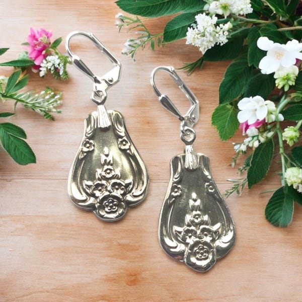 Magnolia Silverware Earrings: Upcycled Spoon Jewelry