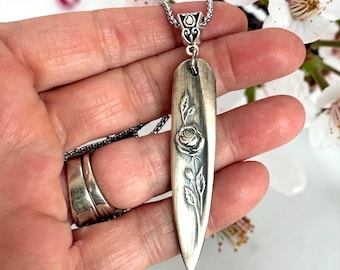 Vintage Spoon Pendant Necklace, Antique Finish  Jewelry
