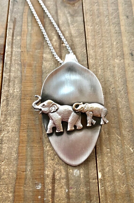 mommy and me elephant necklace