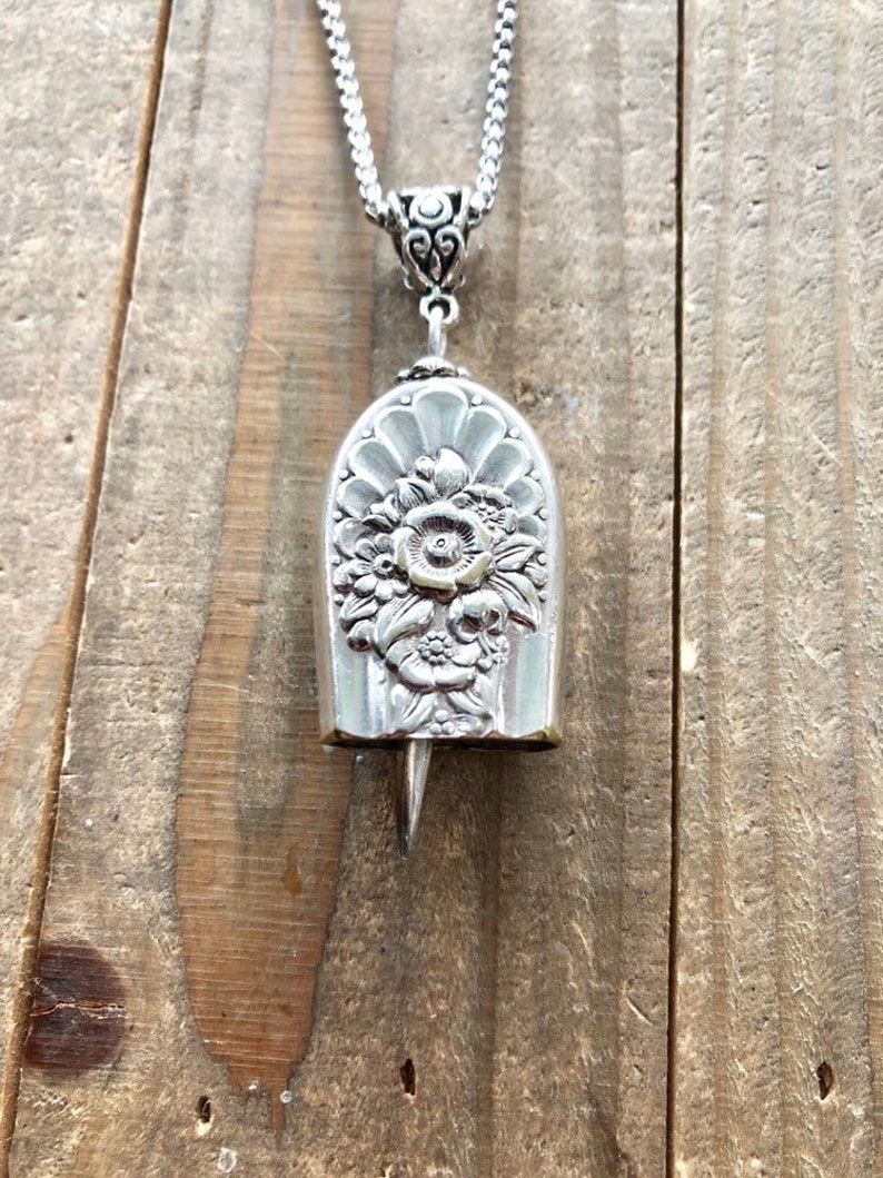 Bell Pendant Necklace Jubilee 1953 Silverware Jewelry Spoon Knife Handle