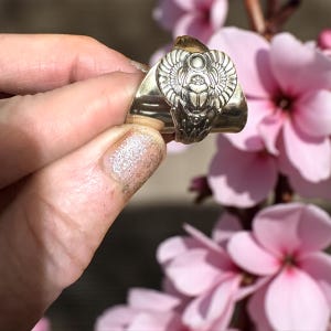 Egyptian Scarab spoon ring, silverware ring, Scarab ring , size 10 ring, silverware ring, silver ring, Antique Scarab ring, saddle ring