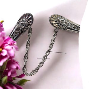 Silverware sweater clip, scarf clip, pashmina clip, cardigan clip, cardigan clasp, cardigan clips, sweater clips closure, jubilee clip
