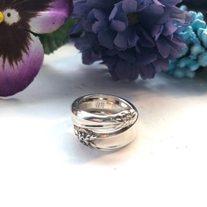 size 8 Spiral Spoon ring,  silverware ring, spoon jewelry,  Boho ring, vintage ring,  size 8 ring, wraparound ring, spoon ring, gift for her