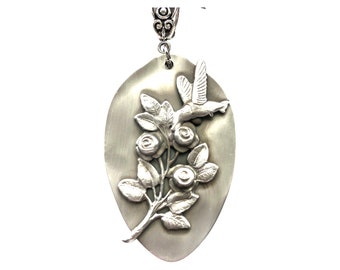 Hummingbird  pendant. Spoon necklace. Hummingbird jewelry. Hummingbird  necklace. Silverware necklace.  spoon pendant, One of a kind