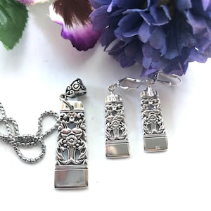 1936 Krönungs Silberschmuck Set: Löffel Anhänger und Ohrringe