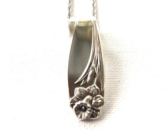 Daffodil  Spoon Necklace | Spoon Pendant | Daffodil 1950 silverware pendant | Vintage Flatware Pendant