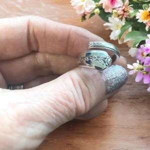 Größe 6 Spiral Löffel Ring, Besteck Ring, Löffel Schmuck, Boho Ring, Vintage Ring, Größe 8 Ring, Wickelring, Löffel Ring, Geschenk für sie