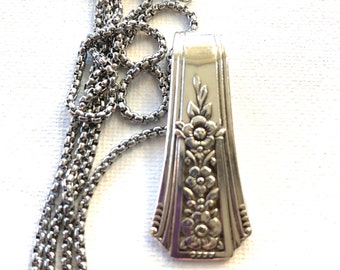 Fortune Spoon Necklace | Spoon Pendant | Silverware jewelry | Vintage Flatware Pendant | Fortune Necklace| Spoon Necklace, Silver flower