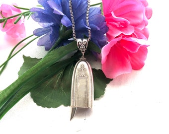 Bell knife necklace- Grosvenor Knife handle bell necklace-Silverware jewelry- spoon jewelry-Bell necklace, knife bell necklace-1951 necklace