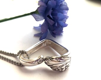 Floating heart spoon necklace | Valentine heart  | floating heart silverware pendant, I love you pendant,silverware heart, Evening star 1950
