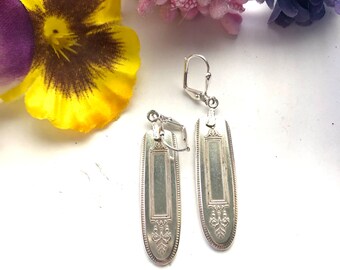 Grosvenor silverware earrings, spoon earrings, earrings, spoon jewelry, upcycled earrings, flatware earrings, boho earrings, silver earrings