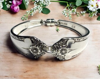 Vintage Silver Plated Spoon Bracelet: Handmade Silverware Jewelry