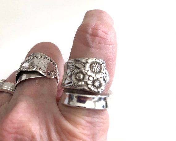 Spoon ring April silverware ring spoon jewelry April 1950 April silverware Boho ring vintage ring silverware ring silver wrap ring Etsy